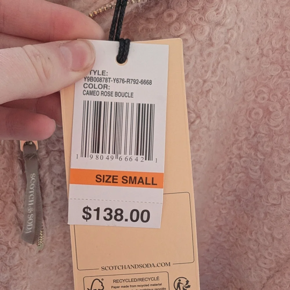 NWT Scotch & Soda Soft Pink Fleece Jacket/Sweater Pullover - Picture 4 of 7